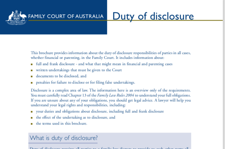 Family Court Duty of Disclosure